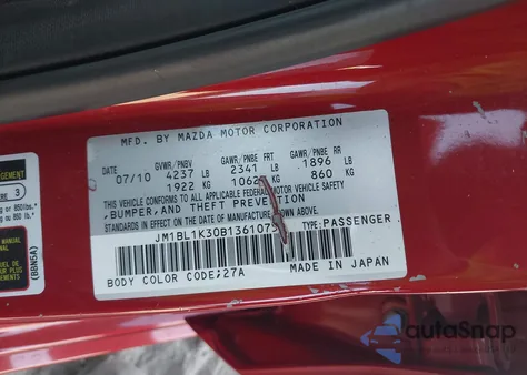 2011 Mazda Mazdaspeed3 Sport from USA, damaged, VIN JM1BL1K30B1361075